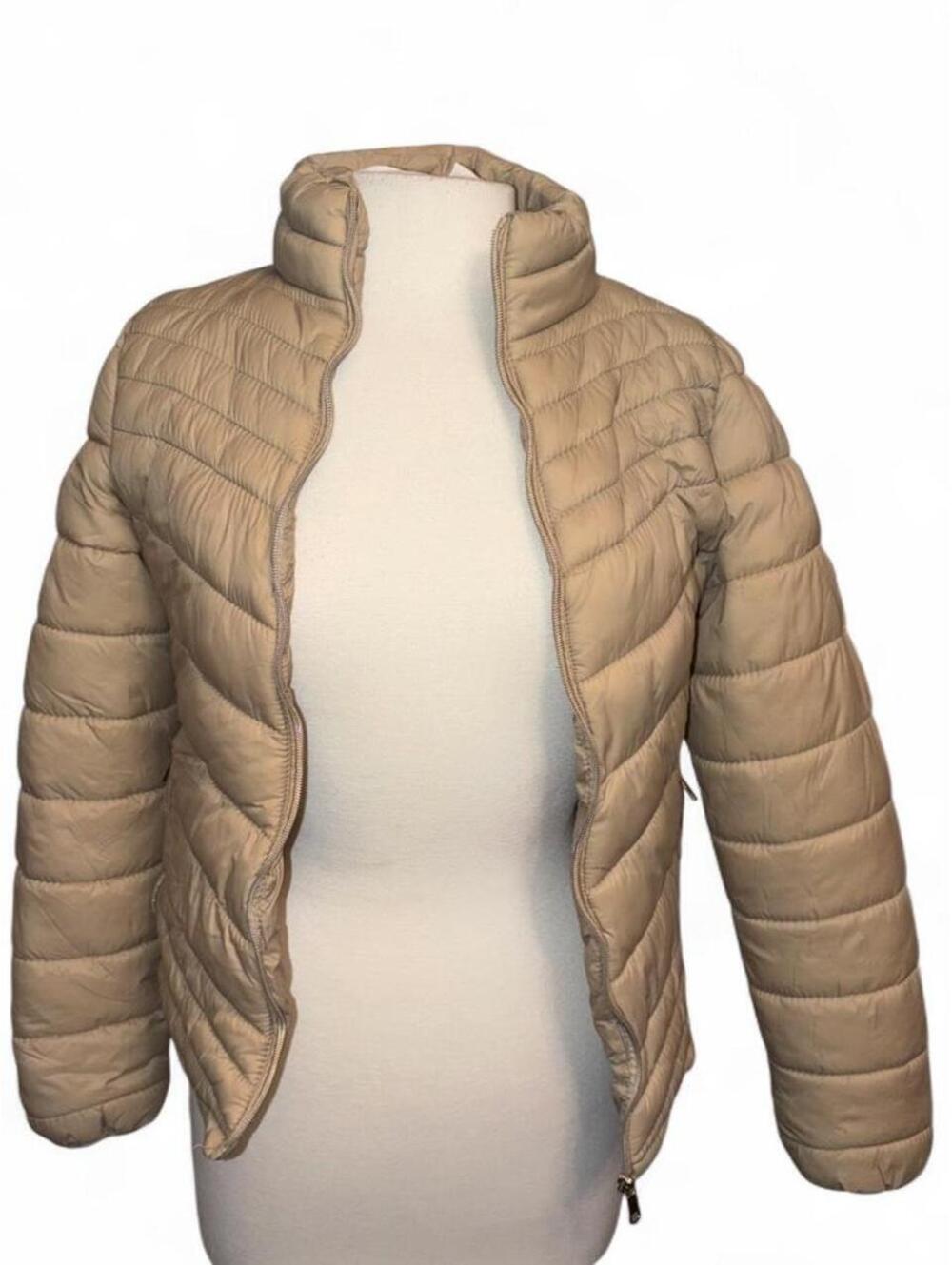 André Badi Beige Quilted Puffer Jacket - Plush Fleece Lined - Size Small